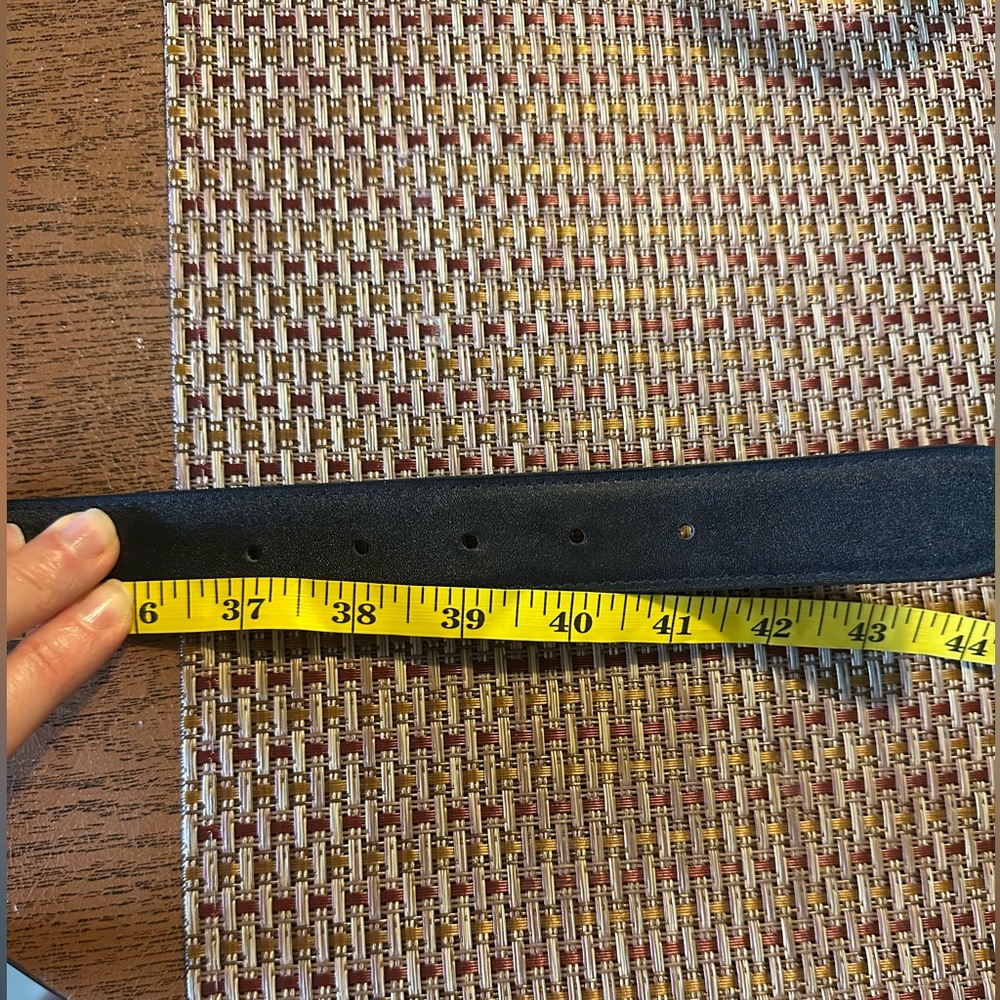 🌟HP🌟VTG 2000s Pierre Cardin Designer Black Leather Dress Belt Gold Buckle USA 39 - Picture 10 of 10